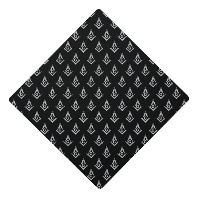 Masonic Pattern (Black) Graduation Cap Topper (Front)