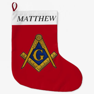 Masonic Red Freemasons Square and Compass Large Christmas Stocking