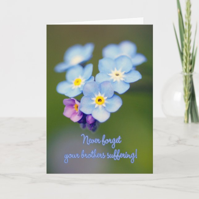Masonic Remembrance Day - Wood Forget-me-not Card (Front)
