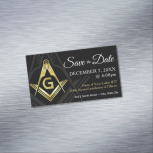 Masonic Save the Date Magnets   Black and Gold