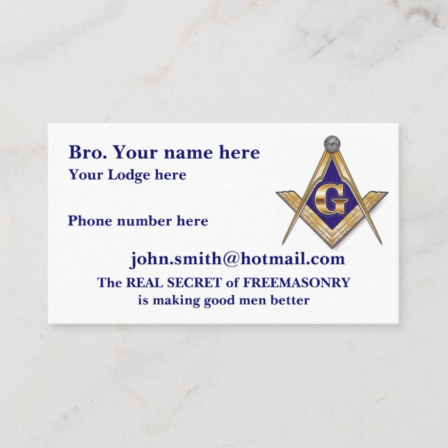 MASONIC / SHRINERS EMBLEM BUSINESS CARD (Front)