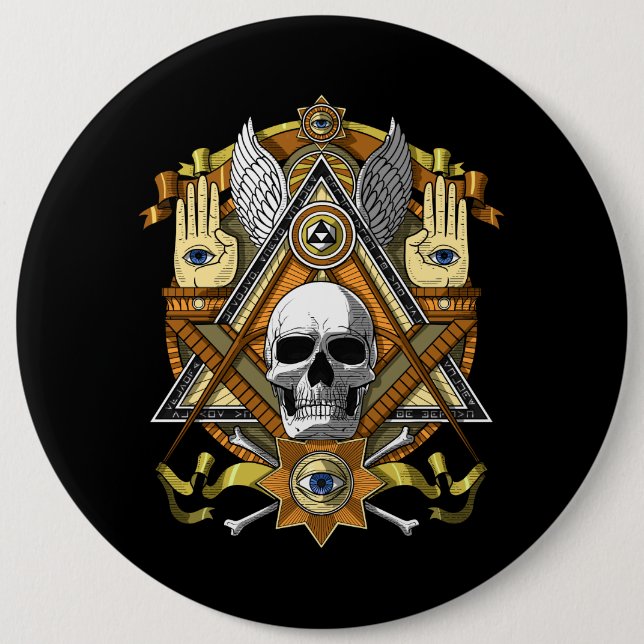 Masonic Skull 6 Inch Round Button (Front)
