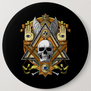 Masonic Skull 6 Inch Round Button