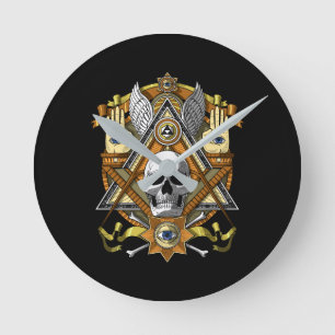 Masonic Skull Round Clock
