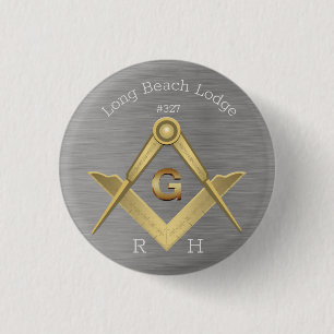 Masonic Square and Compass Monogram 1 Inch Round Button