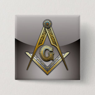 Masonic Square and Compasses 2 Inch Square Button
