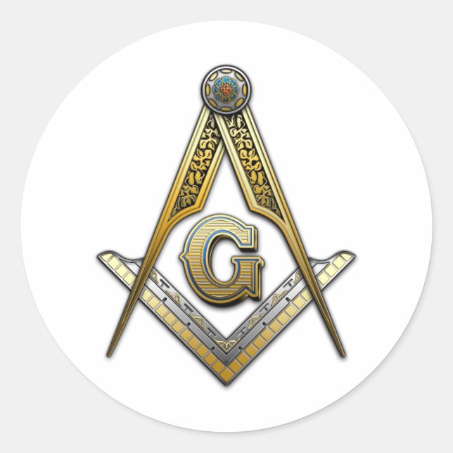 Masonic Square and Compasses Classic Round Sticker (Front)