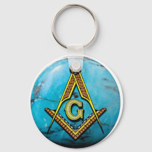 Masonic Square & Compass Turquoise Keychain