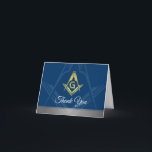 Masonic Thank You Cards | Navy Blue Gold Freemason<br><div class="desc">Send your guests personalized masonic thank you cards after your Annual Installation of Officers, or whenever you would like to express thanks with a special fraternal touch! These custom freemason thank you note cards complement great with other personalized masonic cards and invitations found in this unique collection. The front side...</div>