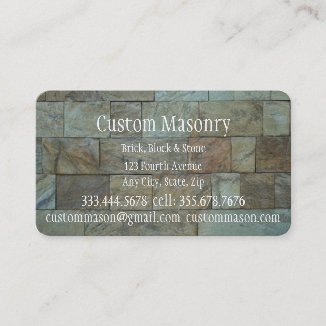 Masonry Brick, Block Custom Business Business Card (Front)