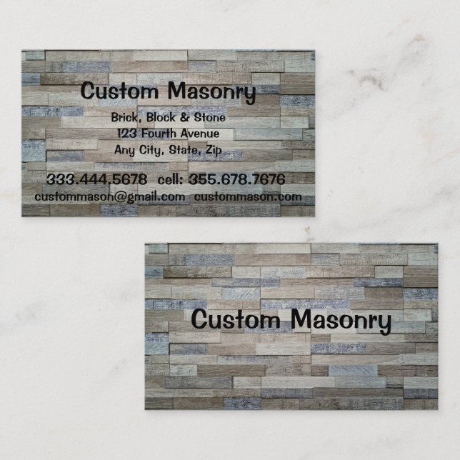 Masonry Brick, Block Stone Custom Business  Busine Card (Front/Back)