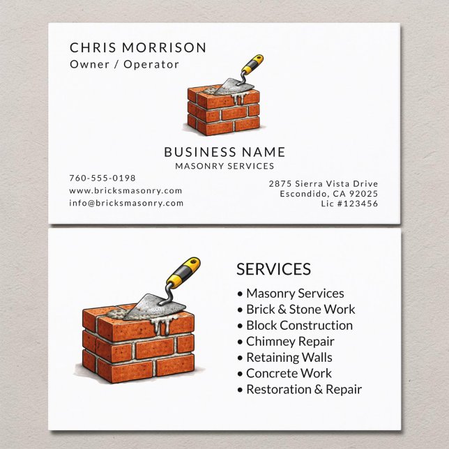 Masonry Brick Services Professional Business Card (Creator Uploaded)