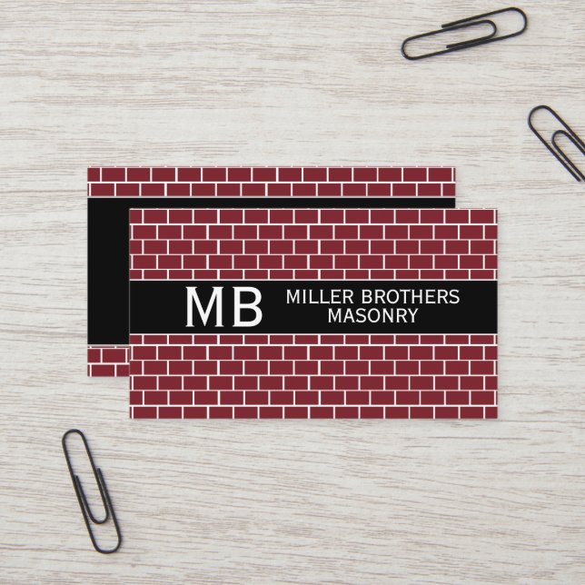 Masonry Bricklayer Bricks Template Minimalist Busi Business Card (Front/Back In Situ)