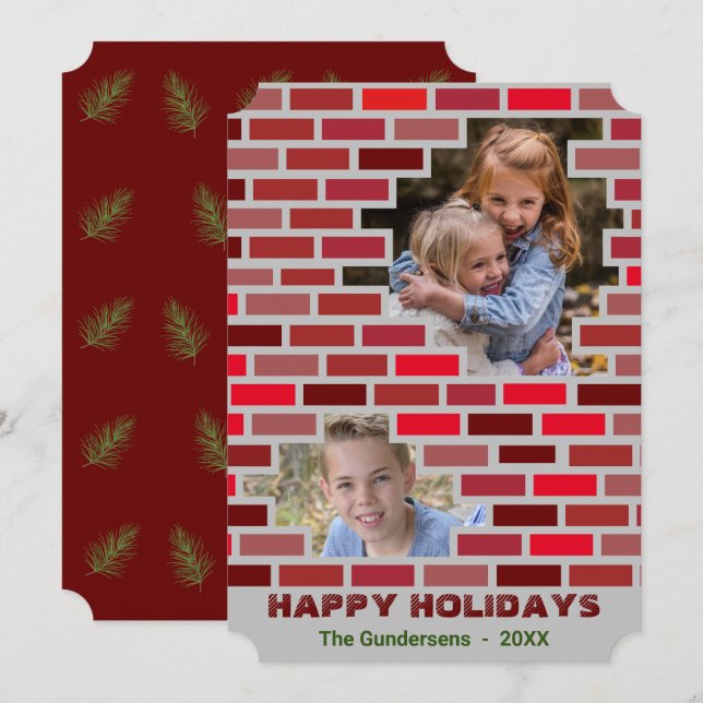 Masonry Bricks Stone Worker Blocks Christmas Invitation (Front/Back)