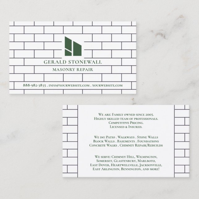 Masonry Constructions Business Card (Front/Back)
