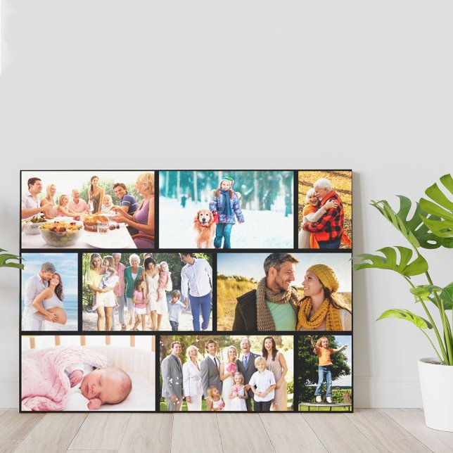 Masonry Style Family Photo Collage Black Canvas Print (Creator Uploaded)