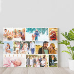 Masonry Style Family Photo Collage White Canvas Print<br><div class="desc">Create your own masonry style photo collage on a white canvas. The photo template is set up ready for you to display 9 of your favourite family photos. Your photos will automatically display in a masonry grid, with 2 landscape and 1 portrait picture on each of the 3 rows. The...</div>