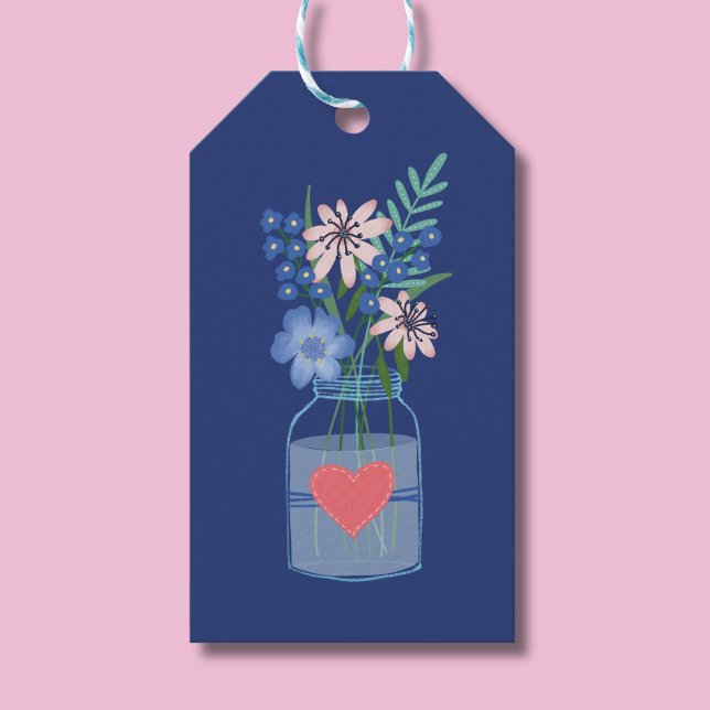 Masons Jar Floral Gift Tags (Floral masons jar gift tag)