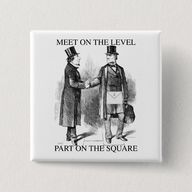Masons parting on the square 2 inch square button (Front)
