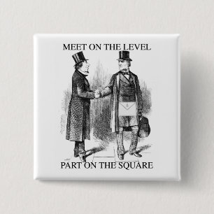 Masons parting on the square 2 inch square button
