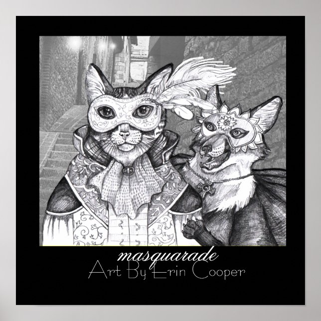 Masquarade Cat,  Art Print  By Erin Cooper (Front)
