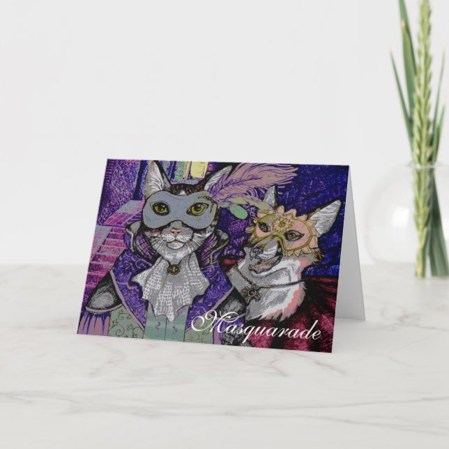 Masquarade Chat, carte de voeux (Devant)