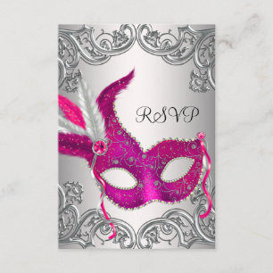 Masque argent rose chaud RSVP pour soirée masquée