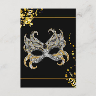 Masque Confettis Noir Or Mascarade Soirée RSVP