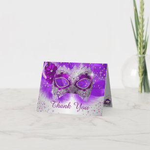 Masque de dentelle violet argent Mascarade Carte d