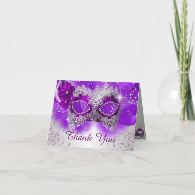 Masque de dentelle violet argent Mascarade Carte d (Devant)