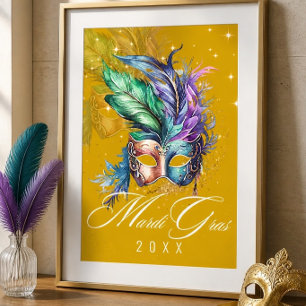 Masque de Mascarade Mardi Gras Affiche Or