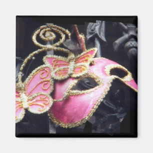 Masque de Mascarade Rose Magnet Carré