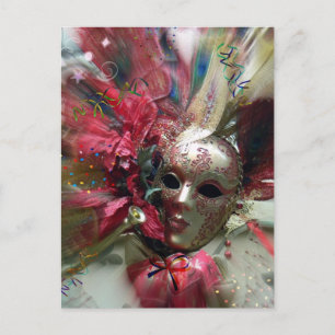 Masque de mascarade rouge Carte postale d'art fant