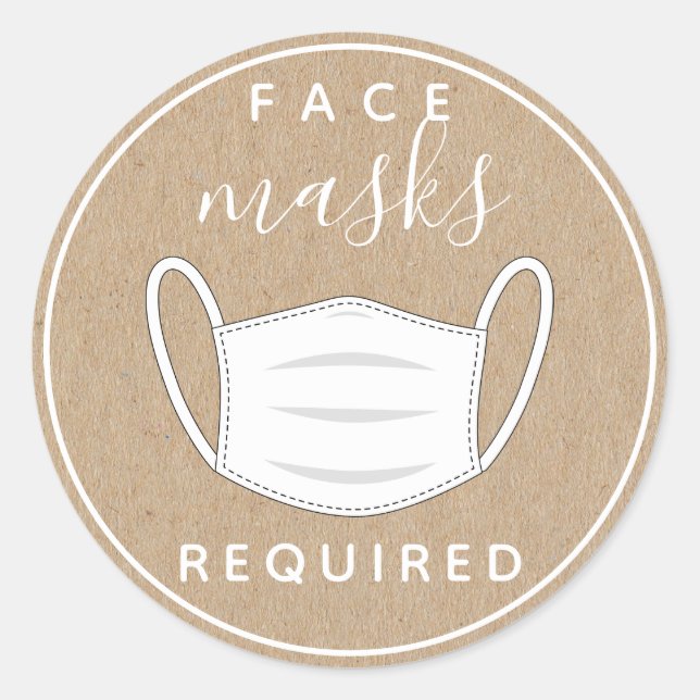 Masque de visage papier Kraft requis étiquette (Devant)