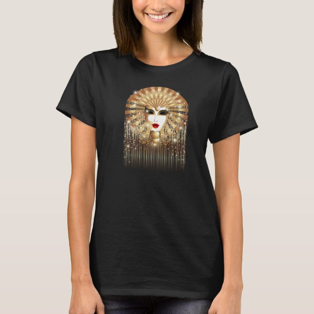 Masque d'or Mardi Gras Soirée carnavale T-shirt (Devant)