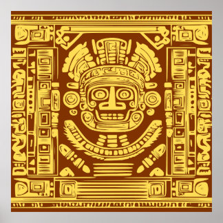 Masque du dieu solaire maya ancien Affiche d'art t