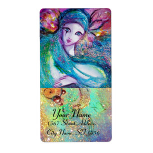 MASQUE EN BLEU, étincelles d'or rose vert