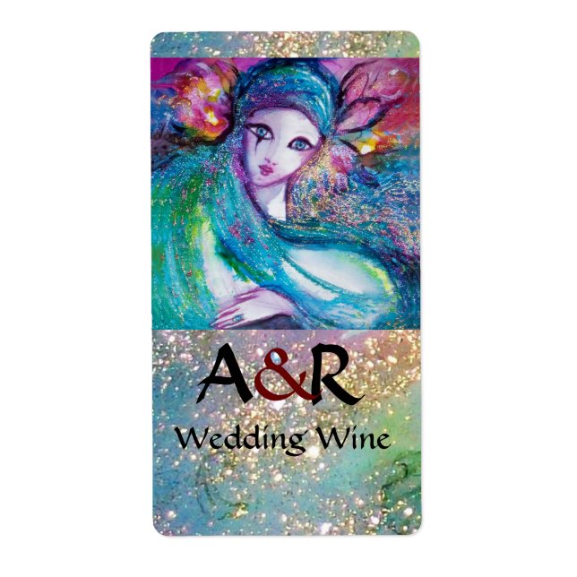 MASQUE EN MONOGRAMME BLEU Vin Mariage (Devant)
