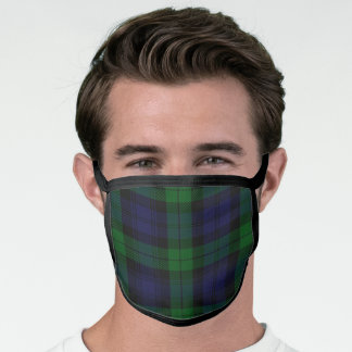 Masque En Tissu Tartan Bleu Et Vert Scotland