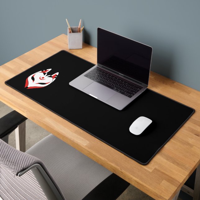 Masque japonais Kitsune Fox sur noir (Bureau 2)