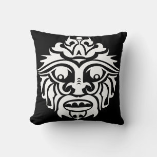 Masque tribal - Oreiller de 16 po x 16 po 