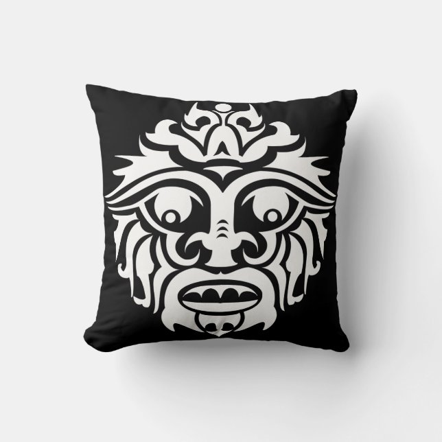 Masque tribal - Oreiller de 16 po x 16 po  (Recto)