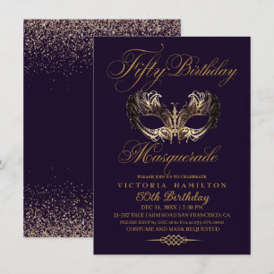 Masquerade 50e anniversaire Purple Gold Invitation