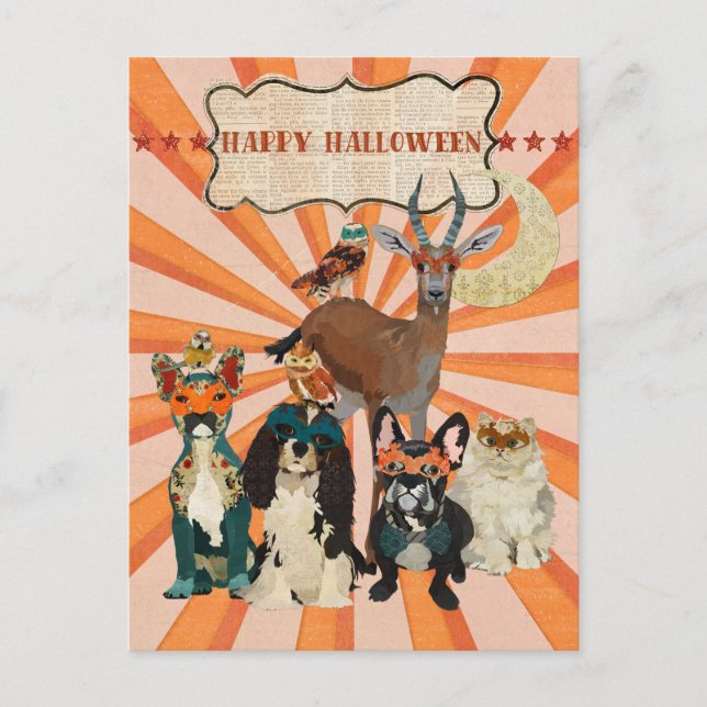 MASQUERADE ANIMAUX HALLOWEEN Carte postale (Devant)