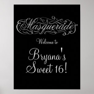 MASQUERADE Argent et toute Affiche de bienvenue de