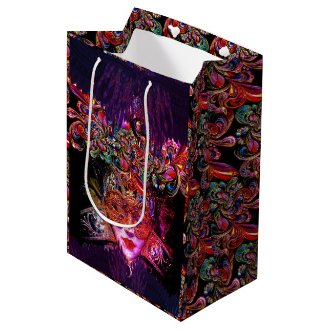 Masquerade Ball Beauty mask jewel tone gothic Medium Gift Bag (Front Angled)