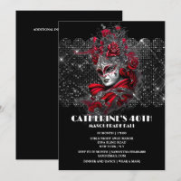 Masquerade ball birthday Venetian mask rose floral