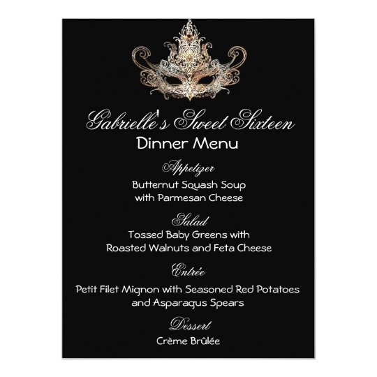 Masquerade Ball Dinner Menu Card