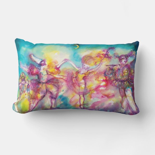 MASQUERADE BALL,Mardi Gras Masks,Dance,Music Lumbar Pillow (Front)