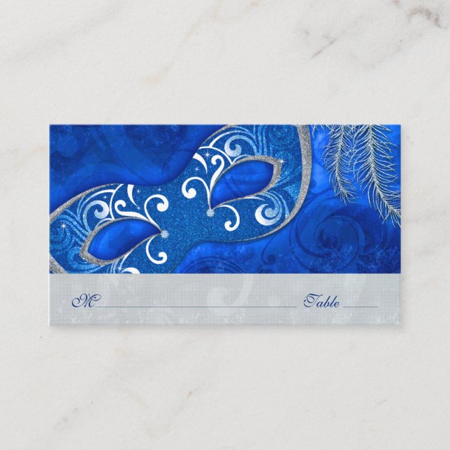 Masquerade Ball Mardi Gras Wedding Place Cards (Front)